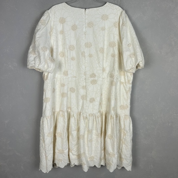 Alex Marie plus size 24W Phoebe shift dress ivory embroidered scalloped tiered - Picture 8 of 15